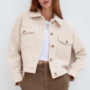 Wilfred Free Ganna Shirt Jacket Cropped, Heathered Bone, S